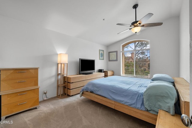 1219 Lost Point Ln, Oxnard, CA 93030 - bedroom featuring vaulted ceiling, light colored carpet, and ceiling fan