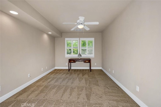 3384 Locksley Ct, Merced, CA 95340 - carpeted spare room with ceiling fan, baseboards, and recessed lighting