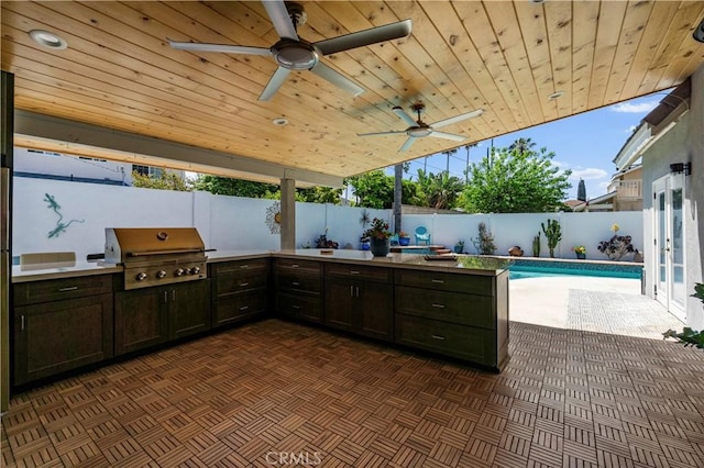 1879 N Nordic Pl, Orange, CA 92865 - fenced backyard with a ceiling fan and a patio area