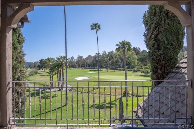 16056 Avenida Calma, Rancho Santa Fe, CA 92091 - view of green lawn with view of golf course, a balcony, and view of scattered trees