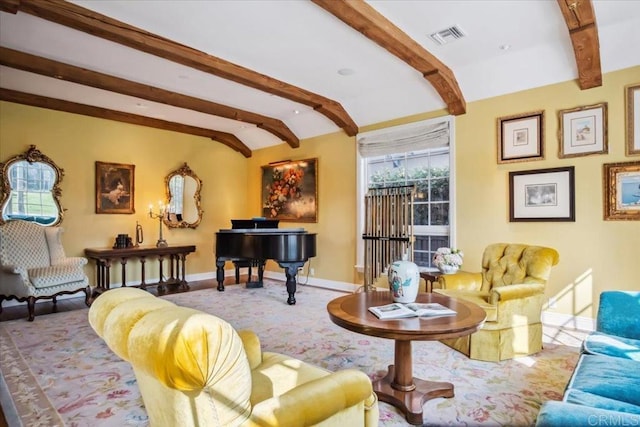 16056 Avenida Calma, Rancho Santa Fe, CA 92091 - living area with beamed ceiling and baseboards