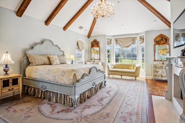 16056 Avenida Calma, Rancho Santa Fe, CA 92091 - bedroom featuring a chandelier and wood finished floors