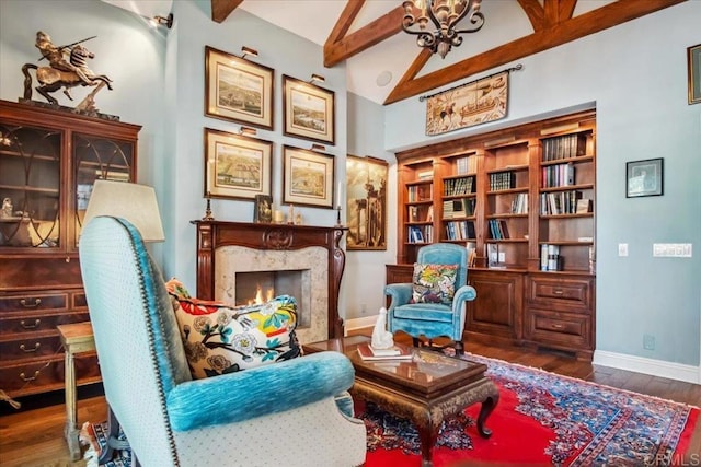 16056 Avenida Calma, Rancho Santa Fe, CA 92091 - sitting room with dark wood finished floors and a premium fireplace