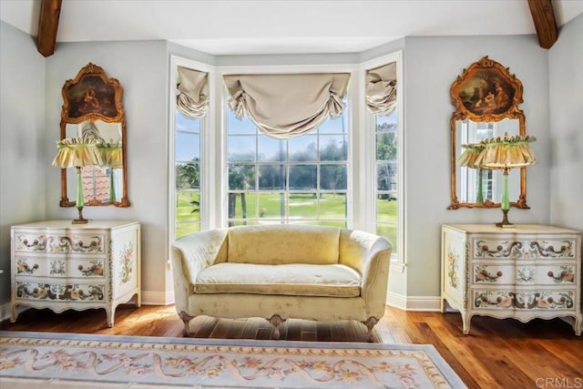 16056 Avenida Calma, Rancho Santa Fe, CA 92091 - living area featuring wood finished floors and beamed ceiling