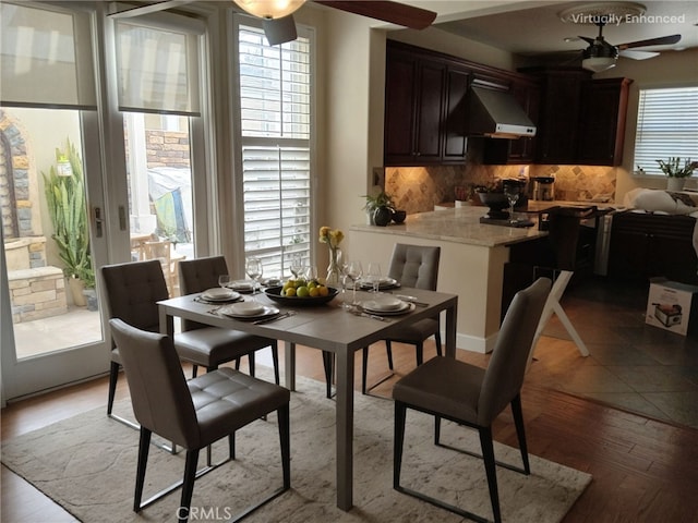 2520 Cornerstone Ln, Costa Mesa, CA 92626 - dining space with a ceiling fan and light wood-type flooring
