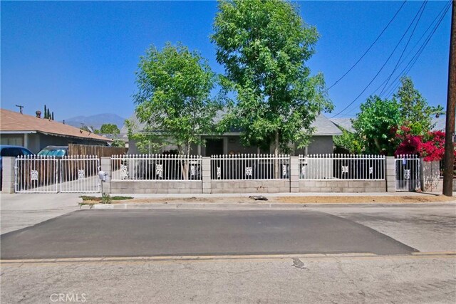 615 S Hewitt St, San Jacinto, CA 92583 - view of property hidden behind natural elements featuring a fenced front yard and a mountain view