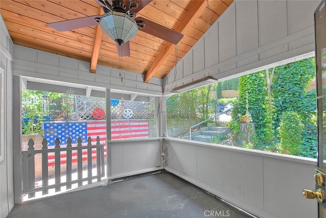 771 Woodland Rd, Crestline, CA 92325 - unfurnished sunroom featuring ceiling fan