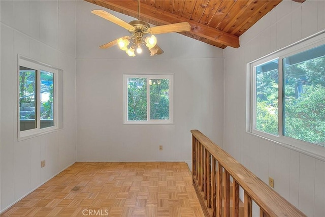771 Woodland Rd, Crestline, CA 92325 - spare room with ceiling fan and wooden ceiling