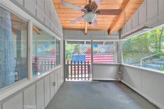 771 Woodland Rd, Crestline, CA 92325 - unfurnished sunroom with ceiling fan and plenty of natural light