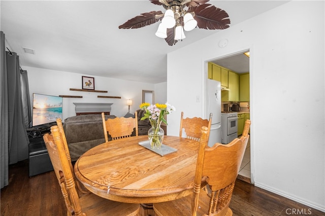 14512 Lefloss Ave, Norwalk, CA 90650 - dining area featuring ceiling fan, wood finished floors, and baseboards