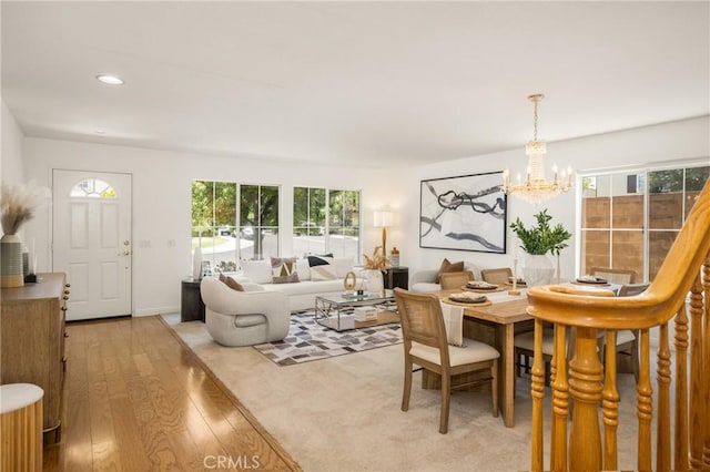 40 Calais, Irvine, CA 92602 - dining space featuring a chandelier, light wood-type flooring, and recessed lighting