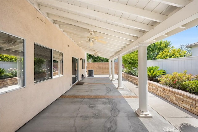 40 Calais, Irvine, CA 92602 - fenced backyard featuring ceiling fan, a patio area, and central AC unit