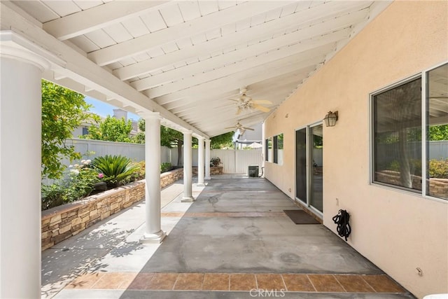 40 Calais, Irvine, CA 92602 - fenced backyard with a patio, ceiling fan, and cooling unit