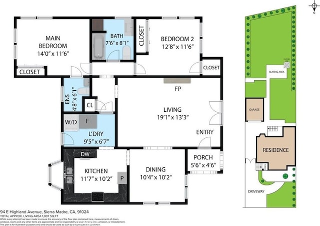 94 E Highland Ave, Sierra Madre, CA 91024 - floor plan / room layout
