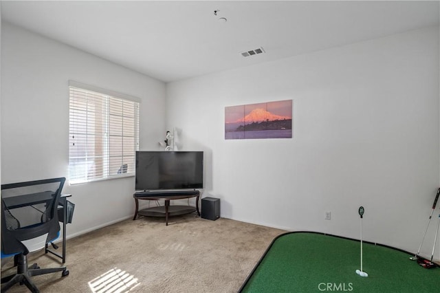 40991 Bankhall St, Lake Elsinore, CA 92532 - carpeted home office featuring baseboards and an area to practice putting