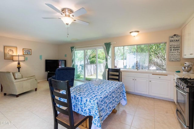 686 Martinique Pl, Newbury Park, CA 91320 - dining space featuring light tile patterned flooring and ceiling fan