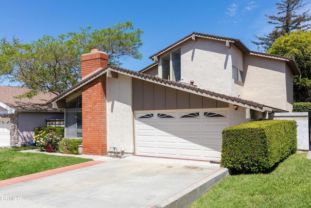 686 Martinique Pl, Newbury Park, CA 91320 - view of front of home with a chimney, concrete driveway, and stucco siding