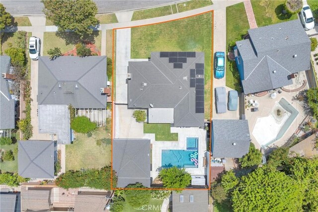 2829 Albury Ave, Long Beach, CA 90815 - aerial perspective of suburban area with property parcel outlined