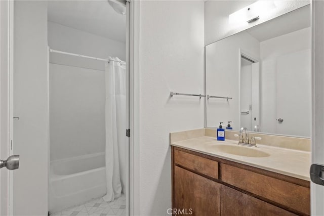2912 Pennyroyal Dr, Chico, CA 95928 - bathroom with vanity and shower / tub combo with curtain
