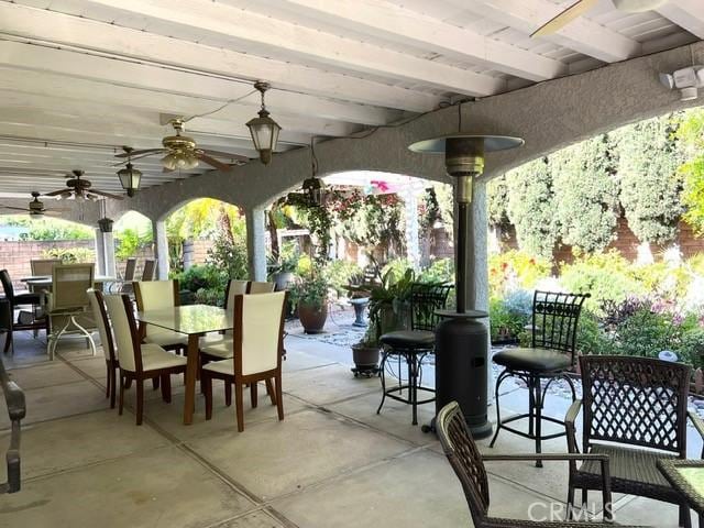 2163 N Justin Ave N, Simi Valley, CA 93065 - view of patio / terrace with outdoor dining area and ceiling fan
