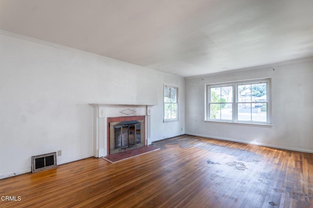 8528 Palma Vista St, San Gabriel, CA 91775 - unfurnished living room with a fireplace, hardwood / wood-style floors, ornamental molding, and baseboards