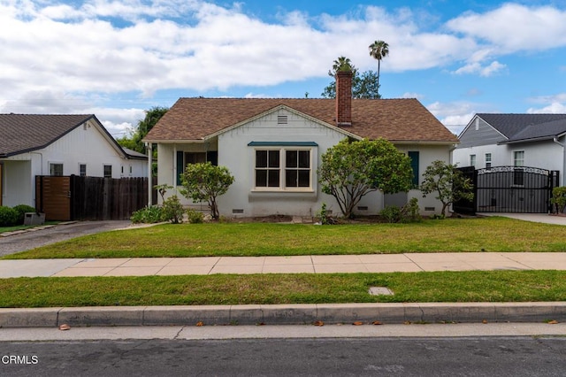 8528 Palma Vista St, San Gabriel, CA 91775 - view of front facade featuring a gate, crawl space, a chimney, and stucco siding