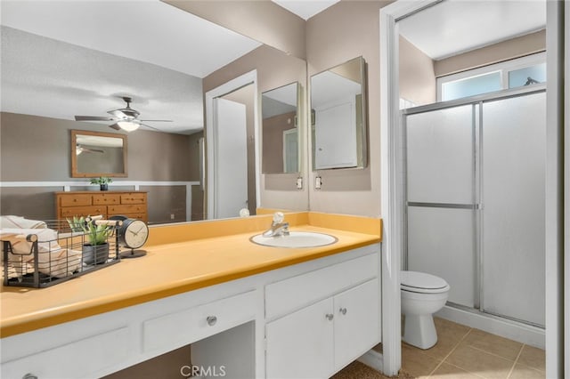 8631 Holly St, Rancho Cucamonga, CA 91701 - full bathroom with toilet, a stall shower, tile patterned floors, and vanity