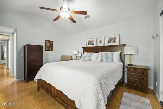 825 Murdoch Ln, Ventura, CA 93003 - bedroom with wood finished floors, lofted ceiling, baseboards, and ceiling fan