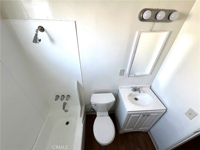 3065 Sastre Ave, El Monte, CA 91733 - bathroom with a bath, toilet, vanity, and wood finished floors