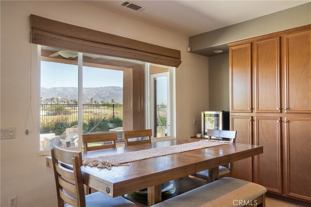 84692 Pavone Way, Indio, CA 92203 - dining area with a mountain view and ceiling fan