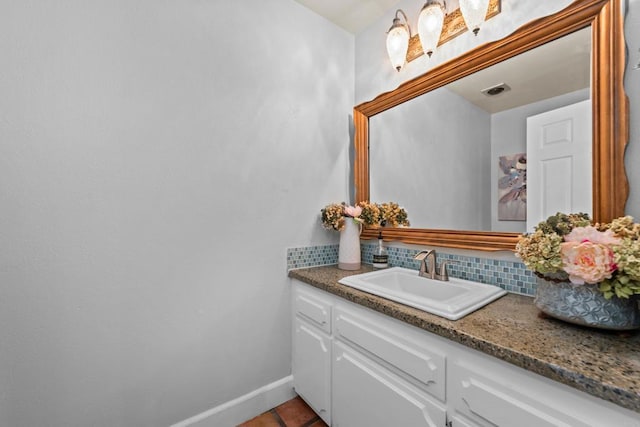 979 Canyon Heights Rd, Fallbrook, CA 92028 - bathroom with tasteful backsplash, vanity, baseboards, and tile patterned flooring