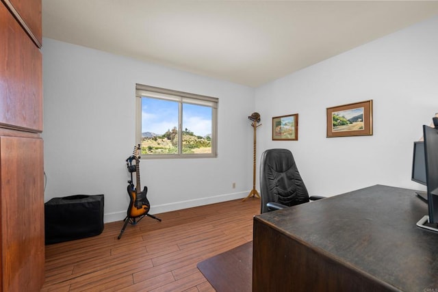 979 Canyon Heights Rd, Fallbrook, CA 92028 - office area with hardwood / wood-style flooring and baseboards