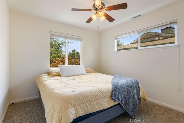 12855 Island Cir, Clearlake Oaks, CA 95423 - bedroom featuring carpet flooring and a ceiling fan