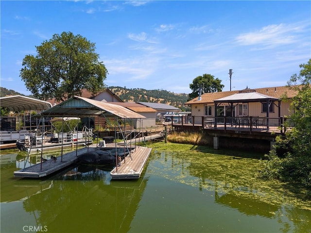 12855 Island Cir, Clearlake Oaks, CA 95423 - dock area featuring a water view and a gazebo