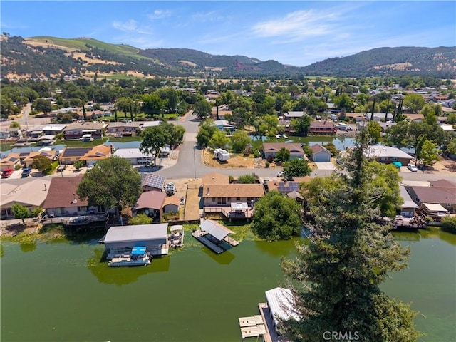 12855 Island Cir, Clearlake Oaks, CA 95423 - aerial perspective of suburban area featuring a water and mountain view