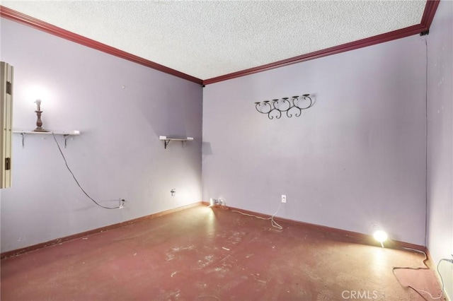 2506 E Willow St Unit 302, Signal Hill, CA 90755 - empty room with concrete floors, a textured ceiling, ornamental molding, and baseboards