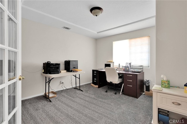 7138 Amanda Way, Hesperia, CA 92345 - carpeted home office with baseboards and french doors