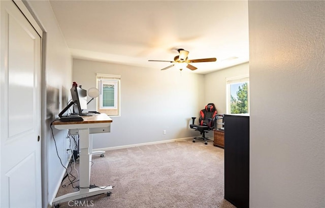 1357 Bannock St, Beaumont, CA 92223 - carpeted home office featuring ceiling fan and baseboards