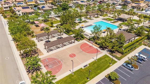 1357 Bannock St, Beaumont, CA 92223 - aerial perspective of suburban area featuring a pool area