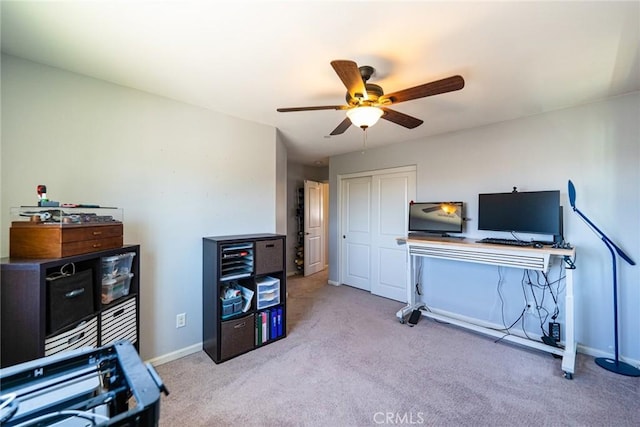 1357 Bannock St, Beaumont, CA 92223 - carpeted office featuring a ceiling fan and baseboards