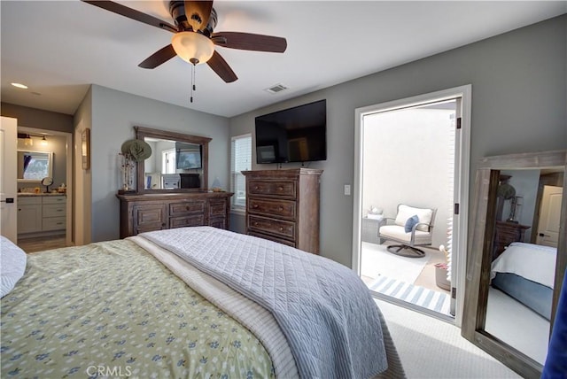 594 Rockaway Ave Unit B, Grover Beach, CA 93433 - bedroom featuring ceiling fan and ensuite bathroom