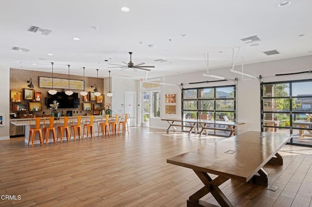 345 Allen Dr, Santa Paula, CA 93060 - living room featuring light wood finished floors, ceiling fan, and recessed lighting