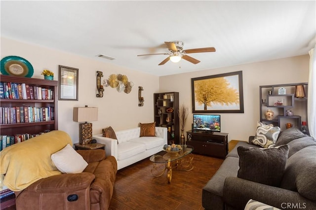 28001 Winged Foot Dr, Menifee, CA 92586 - living room with ceiling fan and wood-type flooring