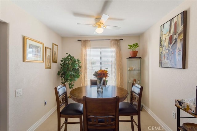 28001 Winged Foot Dr, Menifee, CA 92586 - dining space featuring a ceiling fan and baseboards