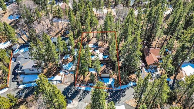 aerial overview of property's location with property parcel outlined