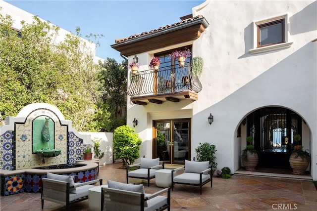24352 Santa Clara Ave, Dana Point, CA 92629 - patio / terrace with french doors, a patio, and outdoor lounge area