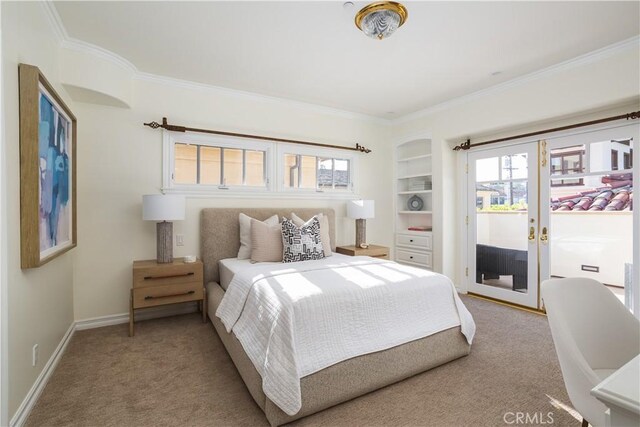 24352 Santa Clara Ave, Dana Point, CA 92629 - carpeted bedroom featuring ornamental molding, access to exterior, and multiple windows