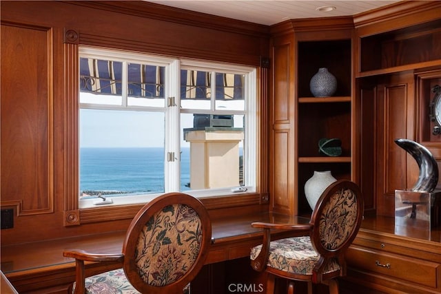 24352 Santa Clara Ave, Dana Point, CA 92629 - living area featuring built in features, plenty of natural light, and crown molding
