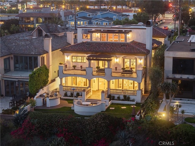 24352 Santa Clara Ave, Dana Point, CA 92629 - rear view of property with a balcony, stucco siding, and a patio