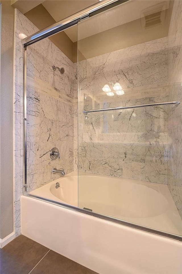 2303 Jefferson St Unit 1215, Torrance, CA 90501 - full bathroom with enclosed tub / shower combo and tile patterned flooring